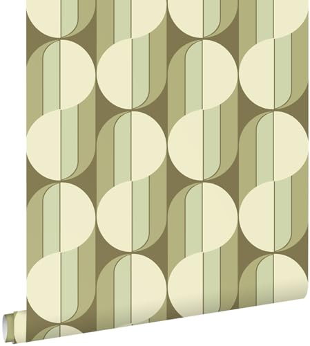 papier peint ornements au style rétro vert 50 x 900 cm - ESTAhome