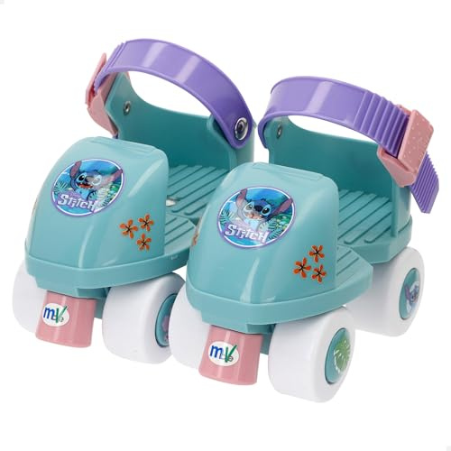Disney Stitch Patines 4 Ruedas Talla 32 a 36, Máx. 20 kg, Niños +3 años, Medidas, Talla Ajustable, Freno Delantero, Diseño Colorido, Desarrollo de la motricidad Fina y Estabilidad (77754)