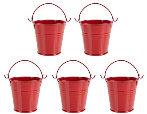 NULYLU 5 Stück Sukkulenten Blumentopf aus Eisen, Retro Rot Pflanzgefäß | Rostfreier Metallkübel für Balkon und Wohnzimmer, Blassfestes Design mit Kreativem Vintage Look