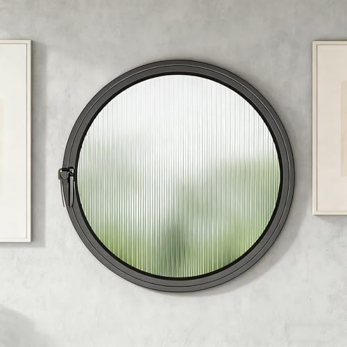 Finestra Rotonda A Giroletto,Finestra Seminterrato,Finestre Di Ventilazione Girevoli A 360°,Per Bagno,Camera Da Letto, Soggiorno Cucina(Black3,80cm/31.5in)