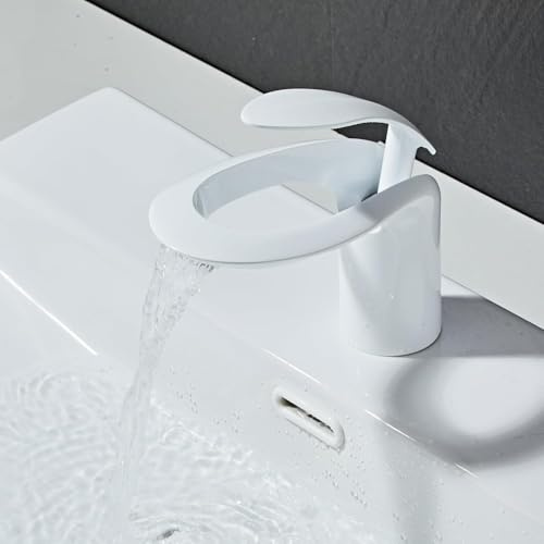 Robinet Salle De Bains Blanc Robinet Lavabo Salle De Bains Cascade Mélangeur Robinet pour Lavabo