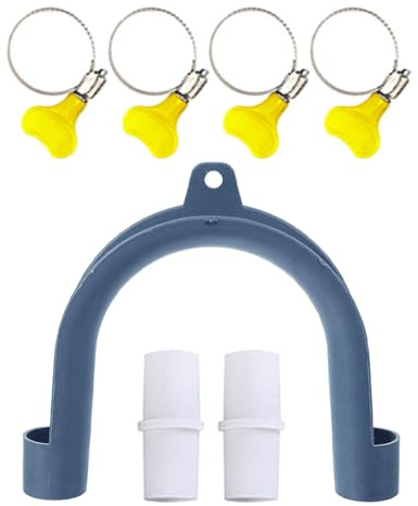GALPADA Washing Machine Drain Hose Bracket Kit with U-Shaped Plastic Hook, Includes Adapter and Clamps, Organiser for Washer Dryer Drain Pipe, Keeps Laundry Room Dry and Tidy