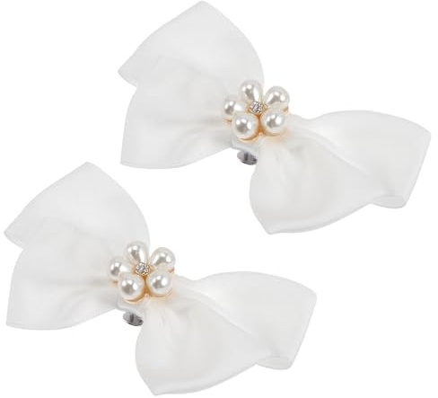 TOMETURE Clips de Chaussures à Nœud Papillon Blanc en Tissu et Métal, Accessoires Détachables pour Chaussures Confort Chic Mariage, pour Anniversaire et Bal
