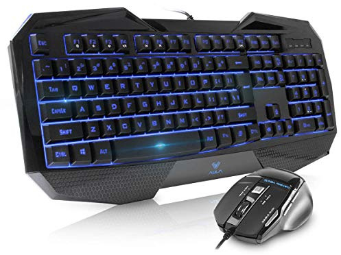 Beastron Ensemble clavier et souris de gaming USB 104 touches avec repose-poignet ergonomique USB filaire pour PC Windows