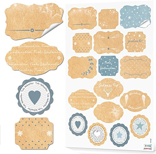 17 Namensaufkleber Weihnachten Aufkleber 4 5 bis 7 cm Geschenkaufkleber zum Beschriften für Namen Weihnachtsgeschenke Logbuch-Verlag