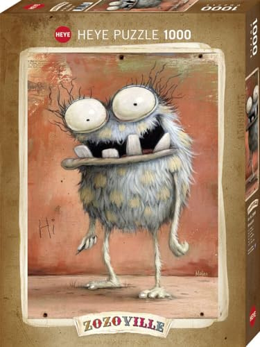 HEYE Puzzle 1000 Teile für Erwachsene „Monsta Hi!“ | Humorvolles Monstermotiv von Mateo Dineen mit liebevollen Details & originellem Zozoville-Stil, 50 x 70 cm