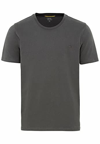 camel active Herren Basic Kurzarm T-Shirt mit Rundhalsausschnitt aus Reiner Baumwolle Grau, Menswear-L
