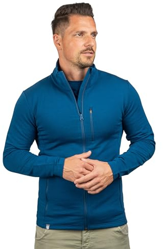 ALPIN LOACKER Merino Jacke Herren I Merinowolle Baselayer für Outdoor Sport und Freizeit I Wolljacke und Ski Midlayer, Blau M