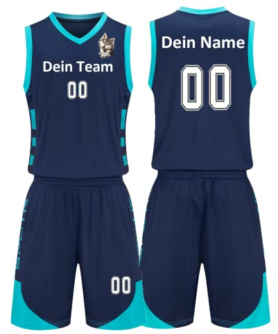 Benutzerdefiniert Basketball Trikots Kinder Herren mit Namen Nummber Logo Basketball Jersey Shirt und Shorts
