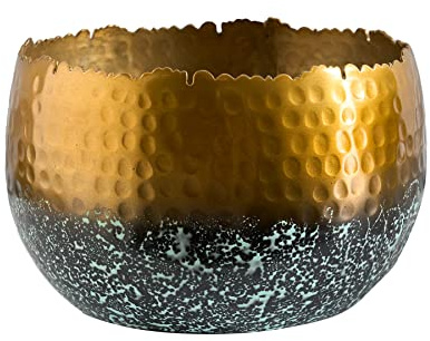 Schale ORIENT - 19cm - gold - Metall-Aluminium-Legierung handgefertigt | Dekoration, Unikat, hochwertige Metalloptik, besondere Oberflächenstruktur, Patina, Hammerschlag