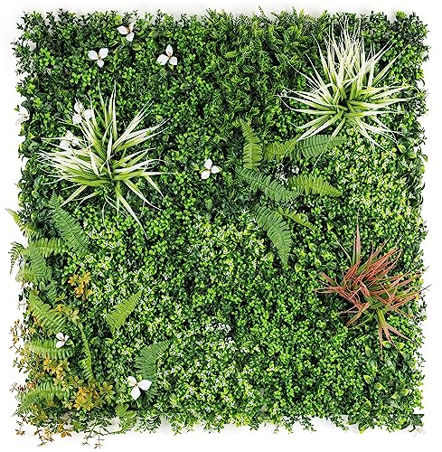 Christow Meadow Artificial Living Wall Panels, 1m x 1m | 2 Panels, Each Measuring 1m x 50cm, Privacy Screening for Fences & Walls, Indoor & Outdoor Use, Waterproof & UV Protected