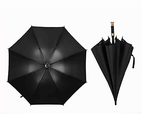 PRUJOY 47-Zoll-Extra großer Golf-Regenschirm, automatisch zu öffnender Reise-Regenschirm, gerader Golffaser-Regenschirm für Herren (Black)
