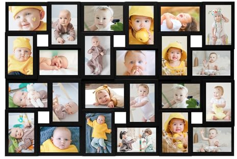 HELLO LAURA 4×6 Collage Picture Frames,24 Opening Photo Collage Frame for Wall Decor,Multi Family Photo for Gallery Decor, Hanging Display - Black