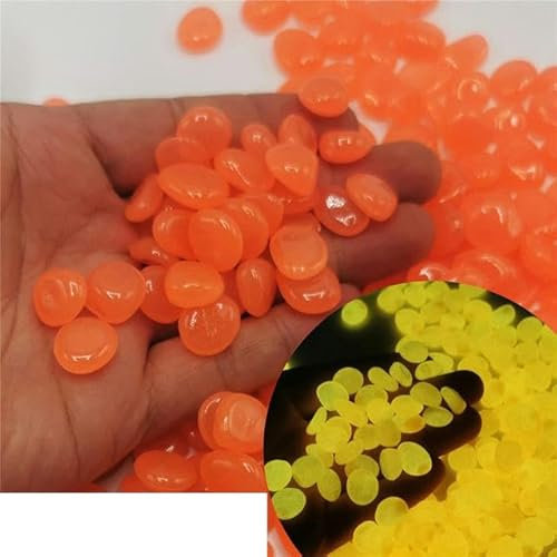 1000/500 Stück Gartendekoration für den Außenbereich, leuchtende Steine, leuchten im Dunkeln, Kieselsteine, Aquarium, Hofdekoration, Kristalle, Felsen, Bulk-500 Stück-YX Orange