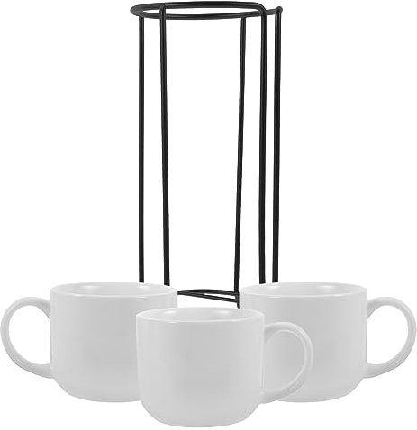1 Juego de Tazas con Soportes de Metal, Tazas de café apilables, Taza de té for Fiesta de té, Estante for Tazas de café, Tazas de cerámica apilables, Taza con asa, Taza de Agua de Uso Diario, Taza de
