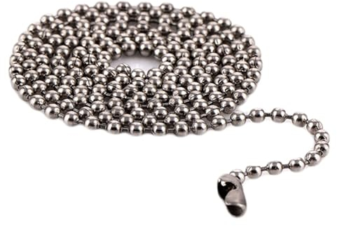 Mesnt Kette Ohne Anhänger Silber, Edelstahl 2.4MM Kugelkette Halskette für Männer Frauen, Länge 60CM
