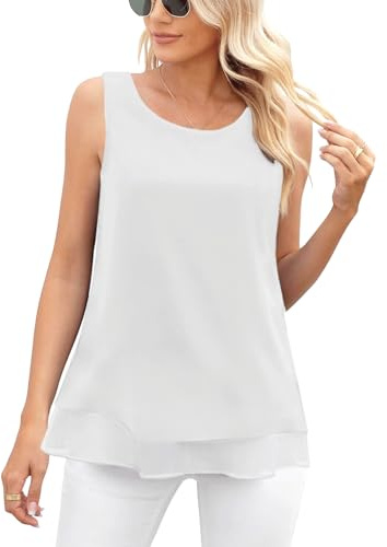 Zilams Camiseta Chaleco Mujer Verano Camisole Sin Mangas Elegante Camisa Blusa Suelta Shirt Tank Tops Informal Playa