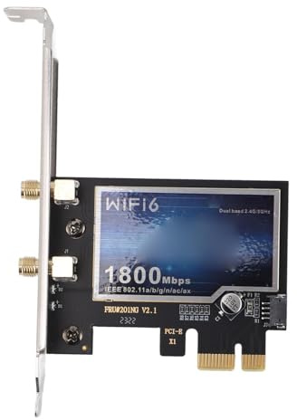 Topiky Tarjeta WiFi AX1800 PCIe, Tarjeta WiFi 6 PCIe WiFi para PC de Escritorio, Tarjeta de Red Gigabit de Banda Dual de 1800 Mbps BT 5.3 IEEE802.11a B G N AC AX Adaptador Inalámbrico