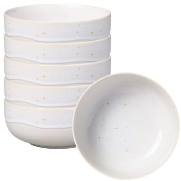 like. by Villeroy & Boch Winter Glow Bowl 6er Set, 450 ml, Weihnachtliche Müslischalen mit Effektglasur und Sternchen-Dekor, Premium Porzellan, Beige