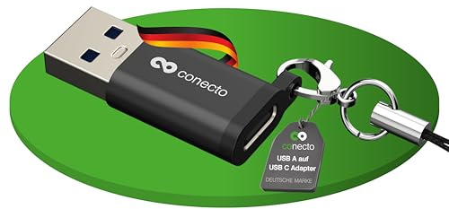conecto Adaptador USB-C a USB-A, Transferencia de Datos de 480 Mbps, OTG, función de Carga rápida de 15W 3A, para iPhone, Samsung Galaxy, Google Pixel y Muchos más, Aluminio/Negro
