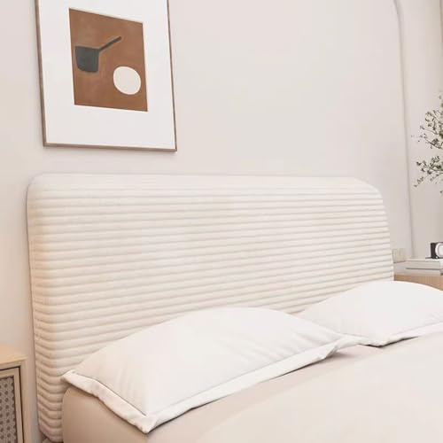 Cord-Bettkopfteilbezug/Kopfteil-Schonbezug, Bettkopfteilhusse für Doppel-, Einzel Kingsize-Bettkopfteilbezüge, staubdichter Stretch-Bettbrettschutzbezug für die Schlafzimmerdekoration(160cm,Beige)