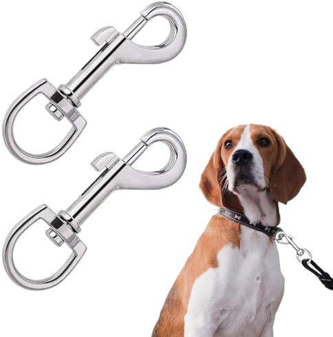 CATOR 2 Stück Karabiner für Hundeleine, Wirbelkarabiner aus Edelstahl mit D-Form und Silberfarbe, Twist Lock für Hunde-Leine, Schlüsselbunde und Haustierzubehör