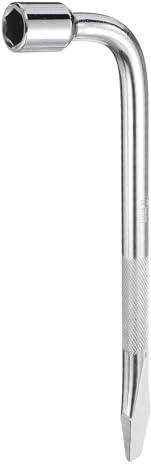 sourcing map Car Spare Tire Lug Wrench 17mm Carbon Steel l Type Slotted End Hexagon Socket Wrench L-Shaped Tire Repair Tool for Automobile Repair