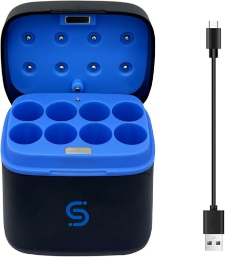 Huachuang Caricabatterie AA a 8 slot tipo C per batterie ricaricabili AA NI-MH, NI-CD e al litio, indicatore LED intelligente, borsa magnetica portatile, multi-protezione.