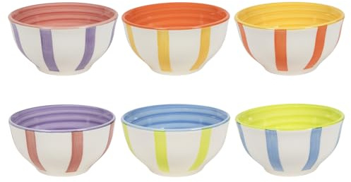 Cookinglife Sommarvibbar | Soppskålar set med 6 | Keramisk | 14 cm | Flingskålar | Flerfärgad | Diskmaskinssäker | Mikrovågssäker | Ugnssäker