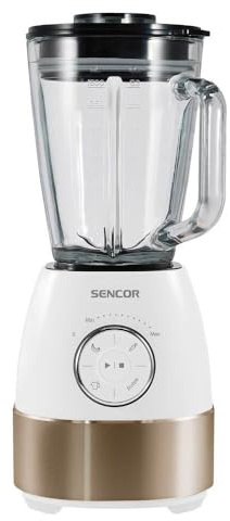 SENCOR SBL 5870GD Licuadora de Vidrio, 1800W, 1,5L, 24000 RPM, Blanco y Dorado