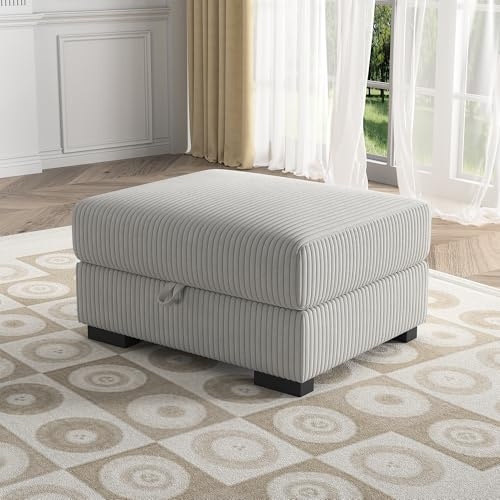 Gerippter einzelner Fußhocker, Ottomane Fußhocker für Sofas für kombinierte Sofas im Wohnzimmer Bequeme Sofas für kleine Räume, Wohnzimmer, Schlafzimmer, Schlafsofa (Grau, Fußhocker)