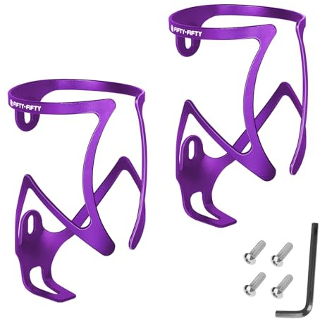 FIFTY-FIFTY Deux Porte-Bidon pour Vélos, Alu, Léger Support pour Gourde | Garde-Boue MTB, Conviend aux Tailles de Roues 26, 27.5, 29, Plus Size et Fat Bike, Facile à installer (Violet)