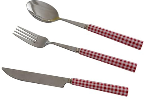 Holibanna Set de Couverts Rouge Style Français avec Manche Céramique Ergonomique Couteau Steak Fourchette et Cuillère Polyvalents pour Maison et Restaurant