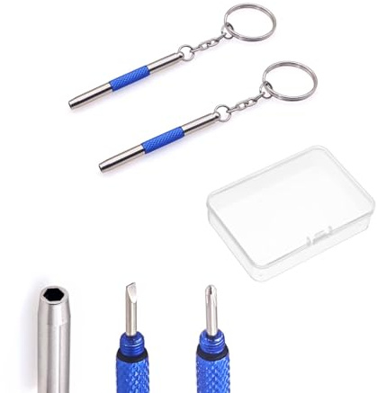 JZK 2x Mini cacciavite kit riparazione occhiali, set portachiavi cacciaviti precisione per occhiali multifunzione per occhiali da sole, gioielli, kit strumenti per la riparazione orologi