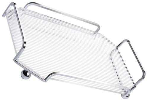 GALPADA Plateau Multifonction à Café Transparent Rayé 30x20 Cm en Miroir Résistant pour Bureau Et Maison, Plateau De Service Quotidien pour Fruits, Desserts Et Accessoires, Rangement Pratique