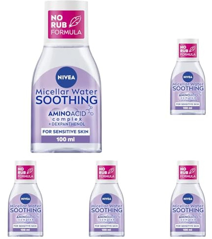NIVEA MicellAIR Skin Breathe Micellar Water (100ml), 3 in 1 Sensitive Make Up Remover, Mizellar Reinigungswasser, Sanfte Feuchtigkeitspflege für Frauen (Packung mit 5)