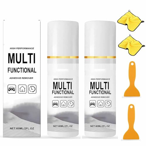 Easy-Use Glue & Tape Residue Cleaner, Multi-Purpose Fast-Acting Adhesive Remover, Powerful Sticker Remover Spray with Scraper for All Surfaces, No Damage, No Residue (2)