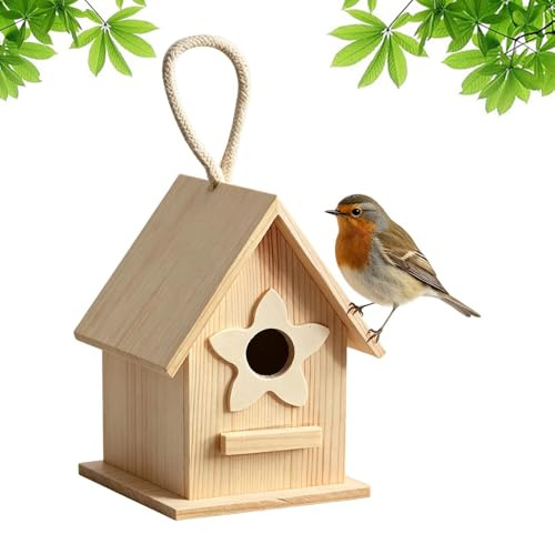 De Pájaros Cueva Para Mascotas De Madera Resistente Al Viento | Casa Cabaña Para Aves Conuros Cacatúas Ninfas Pinzones Gorriones Periquitos Agapornis Jardín Patio Balcón Porche Tronco