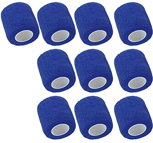 Mintice 10 X Vendaje Autoadhesivo Vendajes Cohesivos Fuerte Elástico Cinta de Primeros Auxilios Color de Azul para Muñeca Tobillo Deporte Los 4.5mx5cm
