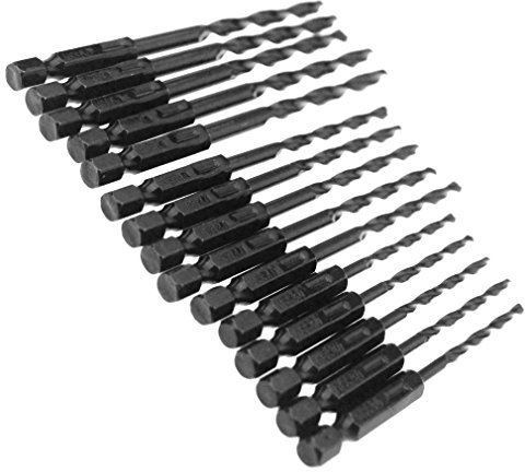 Set di 15 punte per trapano da 3mm/4mm/5mm e 1/4, in acciaio, ad alta velocità, con codolo esagonale Hss