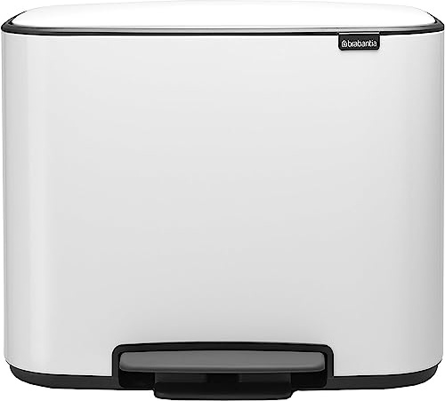 Brabantia 121005 BO Treteimer 3 x 11 L Abfalleimer, Metall, White, 54 x 36.5 x 44 cm, 3 x 11 Litre