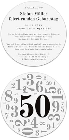 Kartenmachen.de Runde Geburtstag Einladungskarten 50 Jahre Geburtstagseinladungen - Zahlencollage
