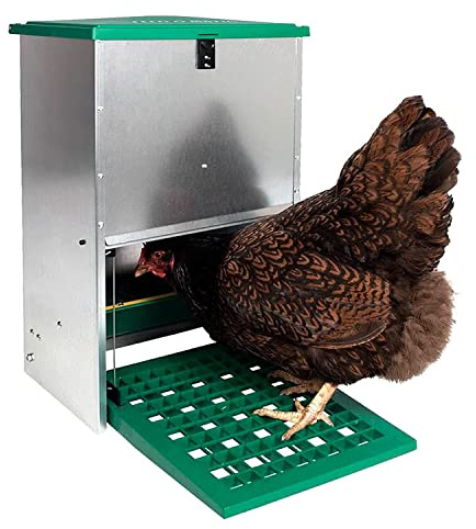 FINCA CASAREJO Comedero gallinas antipájaros - Comedero automático para gallinas - Tolva Exterior - Capacidad 12 kg - Incluye Guía Práctica de Alimentación de Las Gallinas