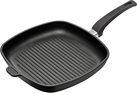 Eurolux Grillpfanne 28x28 cm - große flache quadratische Guss-Pfanne mit Antihaft-Beschichtung - ohne Induktion - Made in Germany