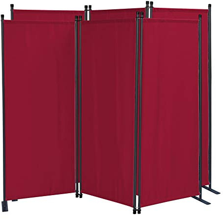 QUICK STAR 2 Stück Paravent 3 Teilig 170 x 165 cm Rubinrot - Garten & Balkon Sichtschutz Stellwand Innen & Außen - Raumteiler Trennwand Faltbar Blickdicht & Wetterfest