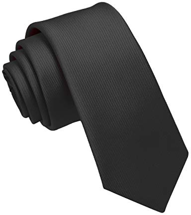 JEMYGINS 2.4 Black Tie Silk Skinny Ties for Men Slim Necktie(1)