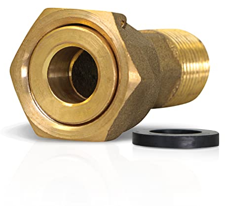 Midline Valve XND1011-OM Messing Wasserzähler Kupplung Adapter Rohrverbinder Rohrverschraubung mit Mutter und Dichtung 2,5 cm MIP x 3,8 cm FIP, 3,8 cm