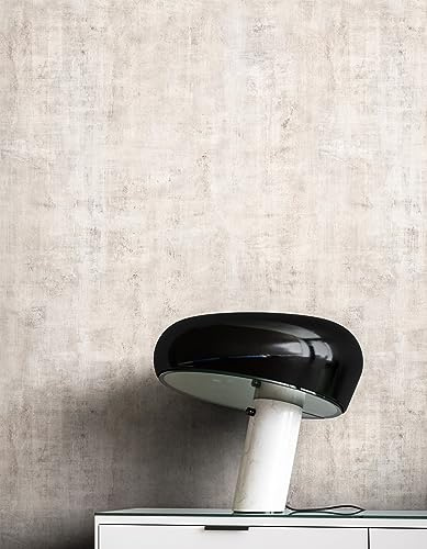 Newroom Vliestapete Creme Betonoptik Tapete Wohnzimmer Skandinavisch | Warmes Beige mit Taupe-Nuancen, feine Putzstruktur mit Schlieren, Betontapete für Landhausstil und Flur