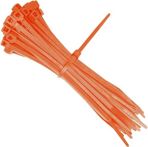 All Coloured Cable Ties 140mm x 3.6mm Nylon Plastic Zip Tie Wraps (100, Orange)