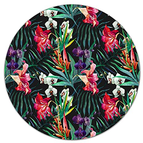 Coloray Planche À Découper Induction Cuisson Protection Plaque Rond Verre Trempé ⌀ 40 cm Tapis de Découpe - Amazon jungle fleurs feuille